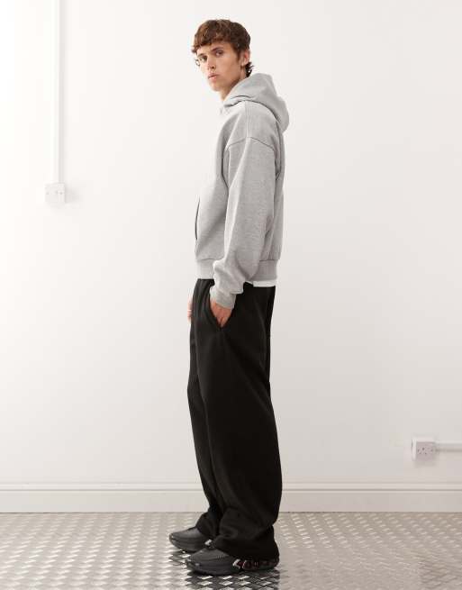 Weekday - Oversized joggingbroek van zware stof met wijde pijpen in zwart, 2 van 5