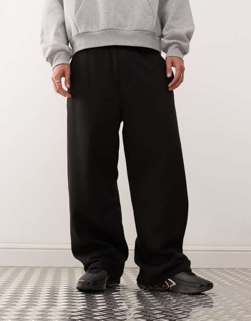 Weekday - Oversized joggingbroek van zware stof met wijde pijpen in zwart, 3 van 5