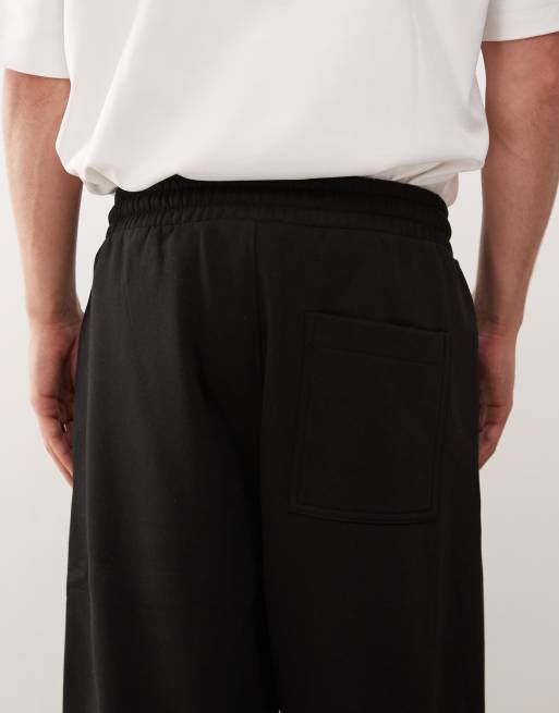 Weekday - Oversized joggingbroek van zware stof met wijde pijpen in zwart, 5 van 5