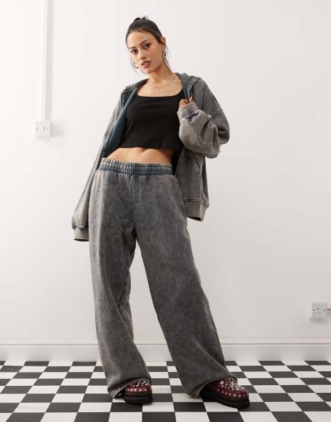 Weekday - Oversized joggingbukser i blå syrevask - Del af sæt - view 1