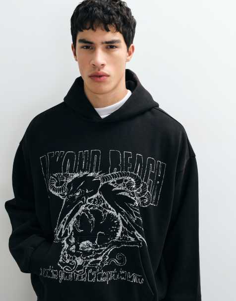 Weekday Oversized-Kapuzenpullover mit Beyond Reach Grafikprint in Schwarz - view 1