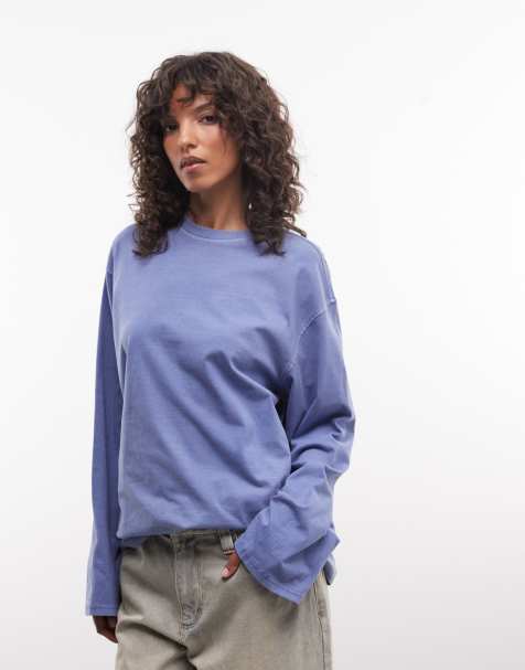 Weekday oversized langærmet T-shirt i blå vask - view 1