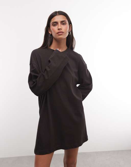Weekday oversized langærmet T-shirt-kjole i brun kun hos ASOS, 2 af 4