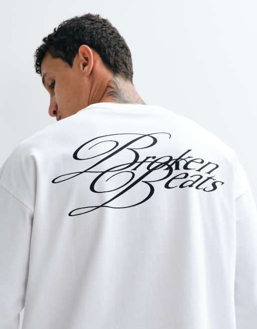Weekday oversized langærmet T-shirt med grafisk print i hvid, 3 af 5