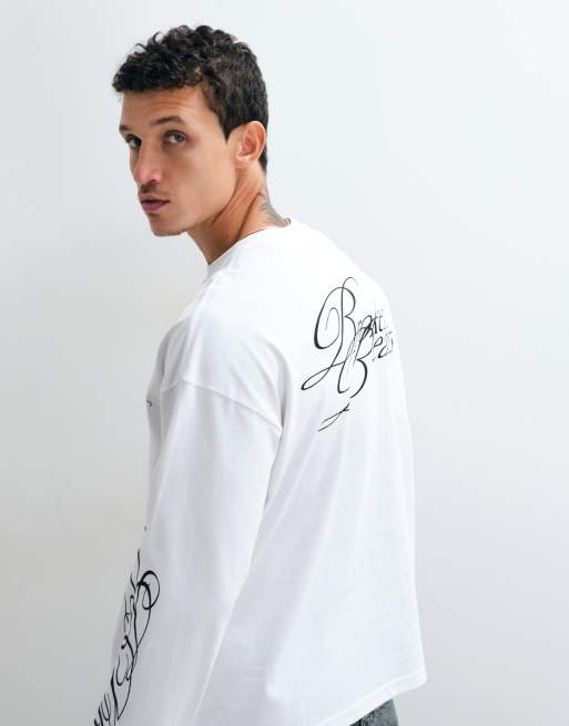 Weekday oversized langærmet T-shirt med grafisk print i hvid, 5 af 5