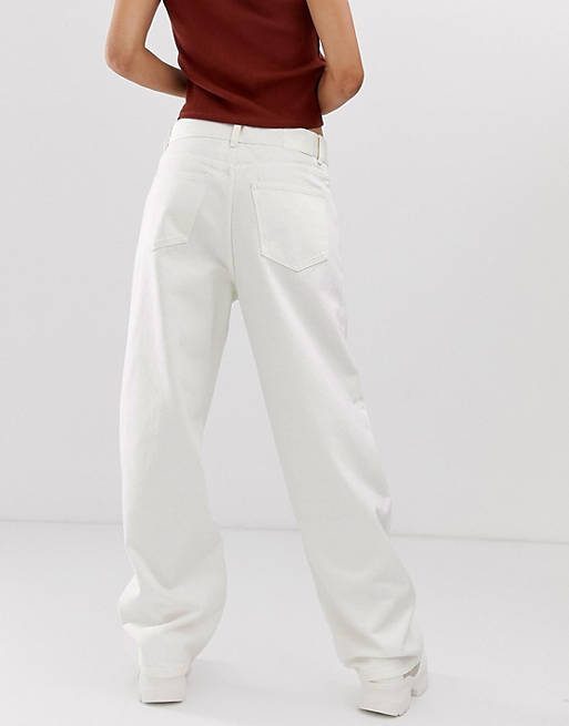 rester arm Forsømme Weekday - Oversized, lavtaljede jeans med vidde i hvidt bomuld | ASOS