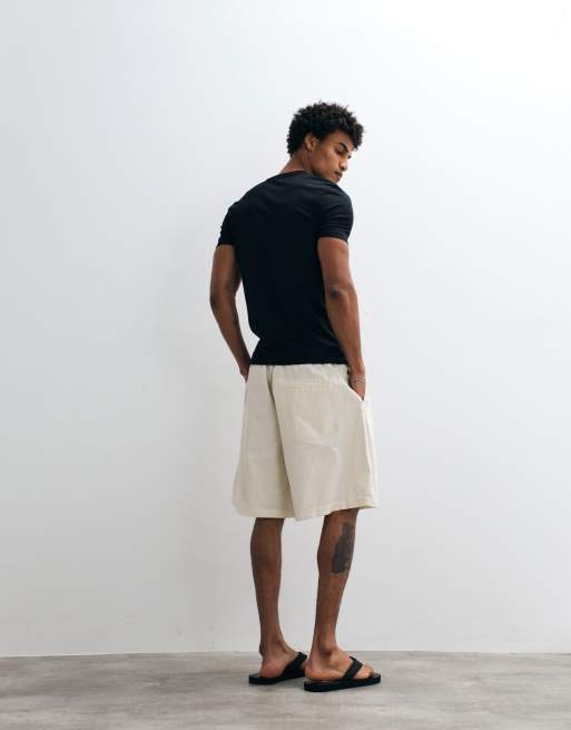 Weekday oversized linen blend shorts in beige, 5 of 5