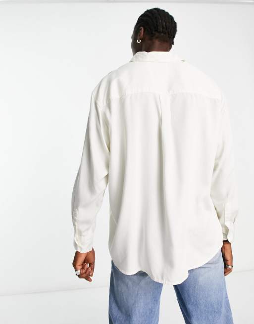 Weekday oversized long sleeve shirt in white, 2 of 4
