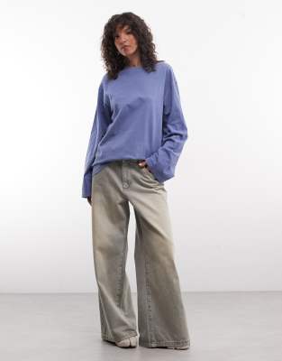 Weekday Oversized Long Sleeve T-shirt In Blue