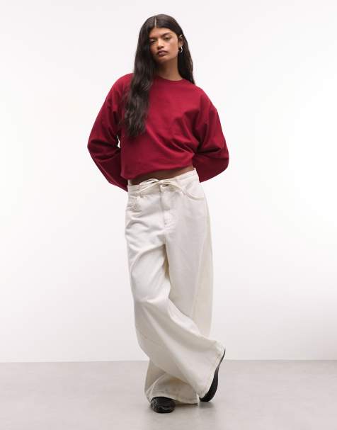 Weekday oversized long sleeve t-shirt in cherry red - view 1