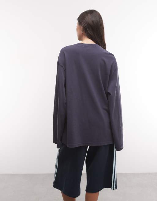 Weekday oversized long sleeve t-shirt in dark blue, 4 of 4