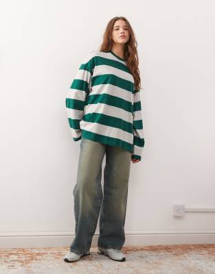 Weekday Oversized Long Sleeve T-shirt In Green