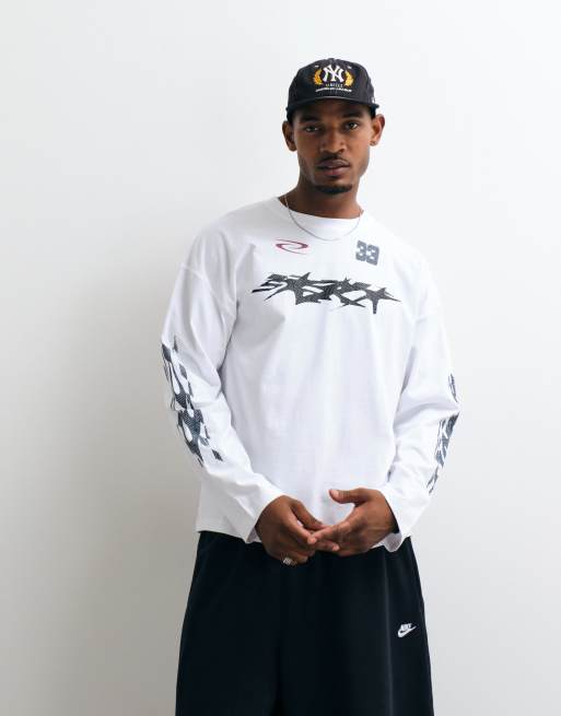 Weekday oversized long sleeve t-shirt with racer graphic prints in white, 5 of 5