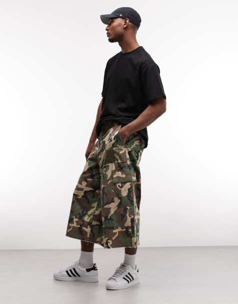 Weekday oversized longline shorts in green camo - view 1