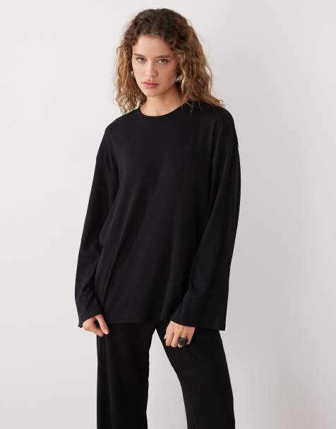 Weekday - Oversized loungetop met lange mouwen in zwart, deel van co-ord set - view 1