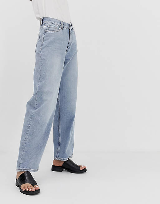 Weekday oversized low rise wide leg jeans in light blue | ASOS