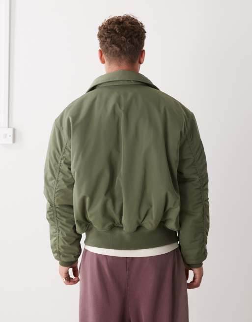 Weekday - Oversized og kakifarvet bomber-jakke med krave, 3 af 5