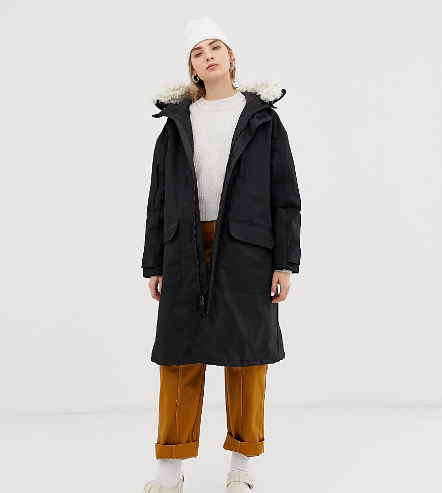 Weekday Oversized Parka With Faux Fur Hood-black