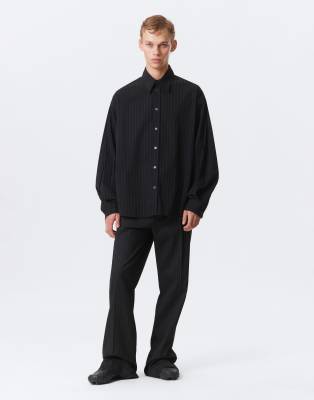Weekday Oversized Poplin Shirt In Black