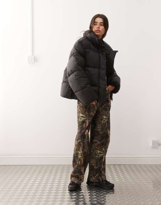 Weekday oversized puffer coat in black