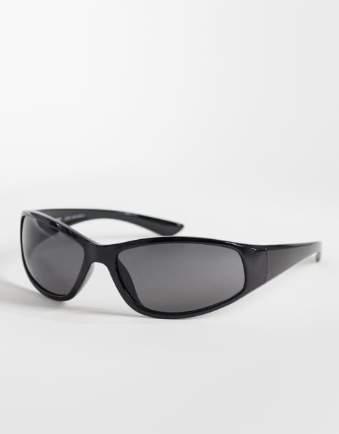 Weekday oversized racer sunglasses in black with black lense - view 1