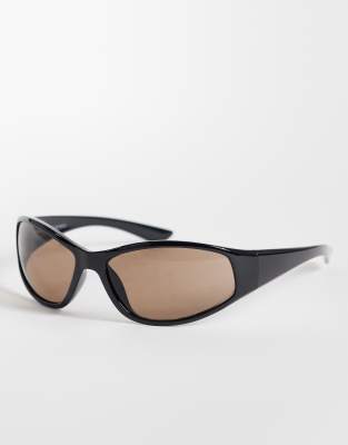 Weekday Oversized Racer Sunglasses In Brown