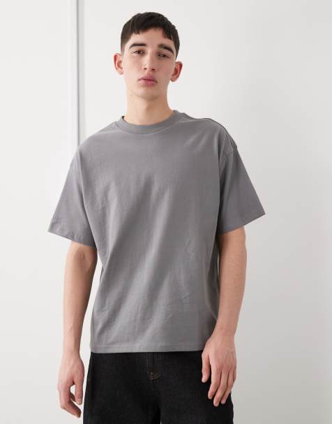 Weekday - Oversized recht T-shirt van zware jersey in grijs - view 1