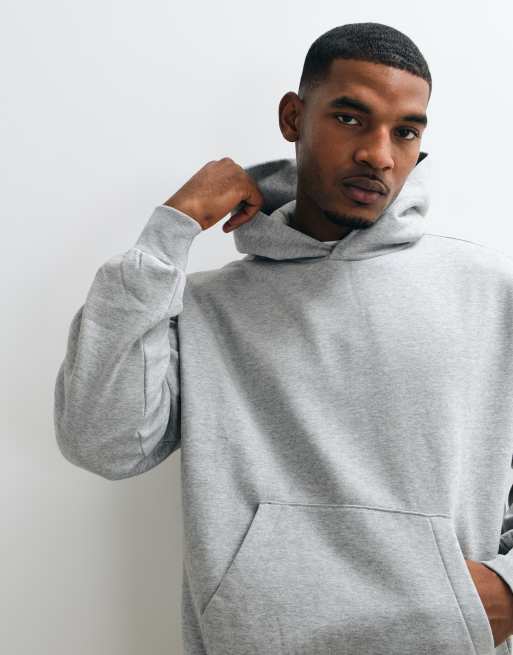 Weekday - Oversized rechte hoodie van zware jersey in gemêleerd grijs, 4 van 5