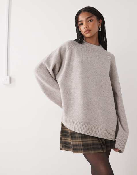 Weekday oversized relaxed fit jumper in mole melange - view 1