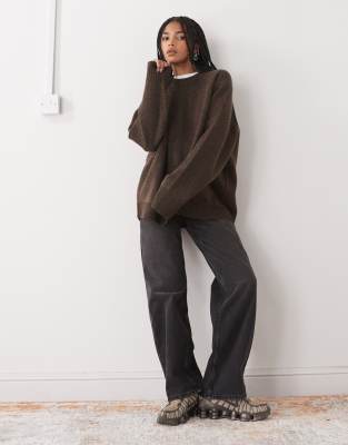 Weekday Oversized Relaxed Fit Sweater In Brown