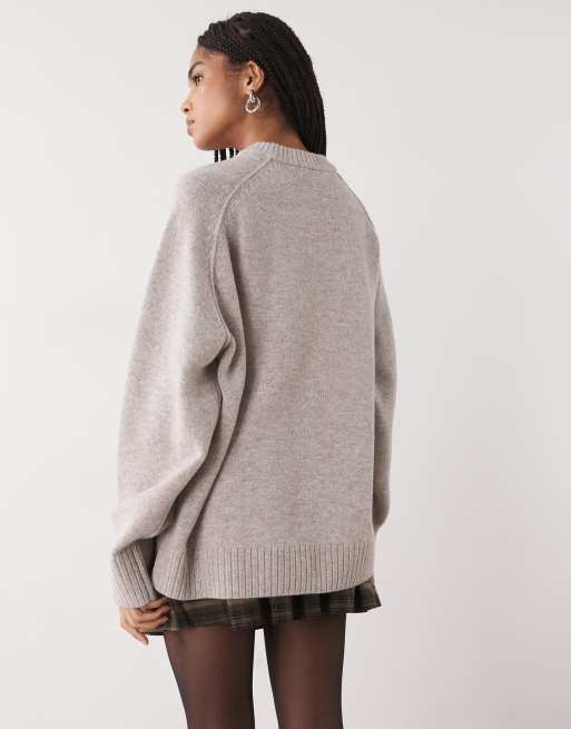 Weekday oversized relaxed fit sweater in mole melange