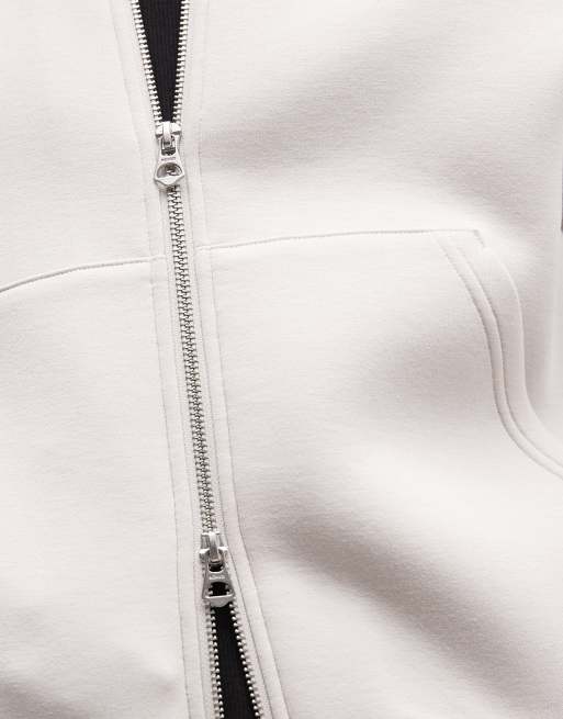Weekday oversized scuba-style fabric zip through hoodie in off white (part of a set), 3 of 5