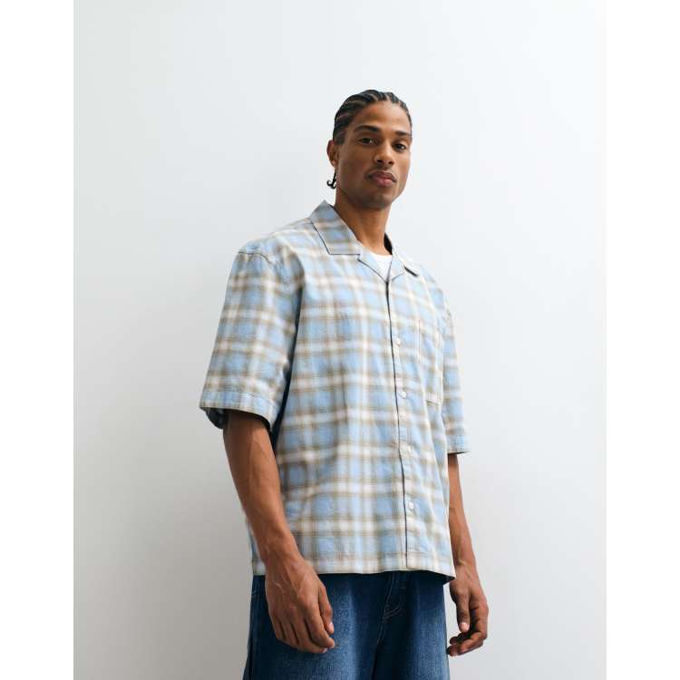 Weekday oversized shirt in blue check | ASOS