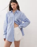 [Weekday] Weekday oversized shirt in mixed blue stripe L Blue