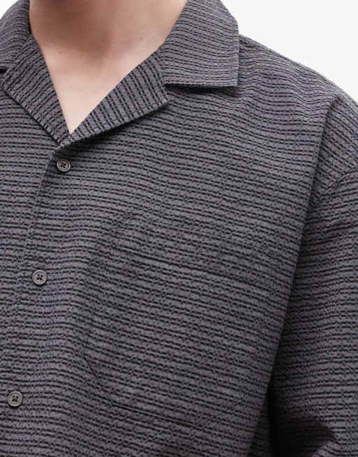 Weekday oversized short sleeve shirt in black and gray plaid, 5 of 5