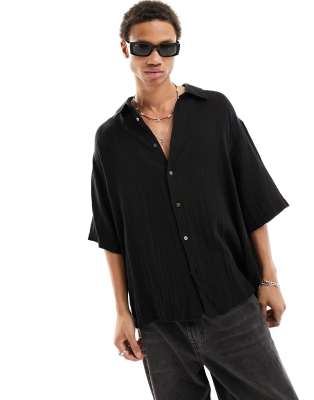 Weekday Oversized Short Sleeve Shirt In Black