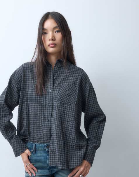 Weekday oversized skjorte i sort tern - view 1