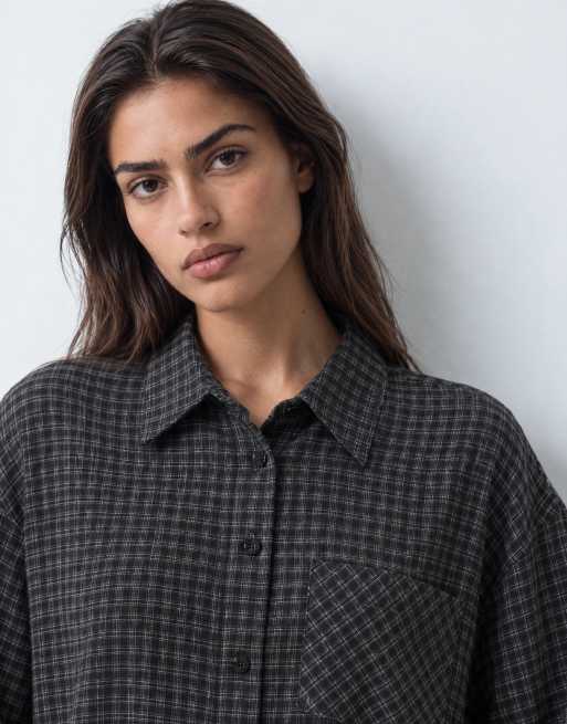 Weekday oversized skjorte i sort tern, 7 af 10