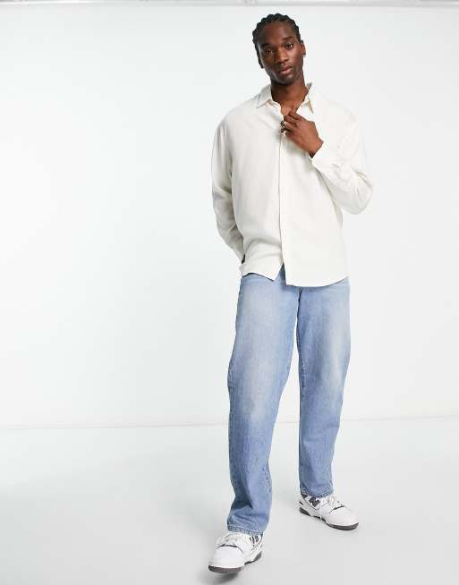  Weekday - Oversized skjorte med lange ærmer i hvid, 4 af 4