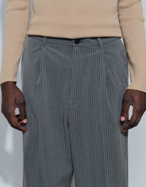 Weekday oversized skräddade byxor i grå pinstripe, 3 av 9