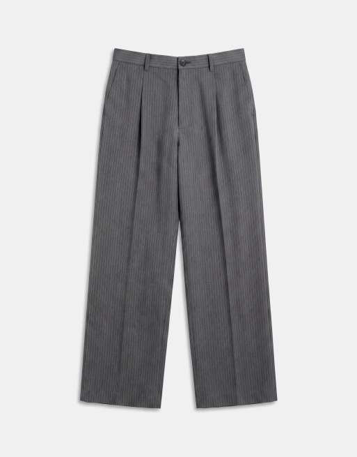 Weekday oversized skräddade byxor i grå pinstripe, 6 av 9