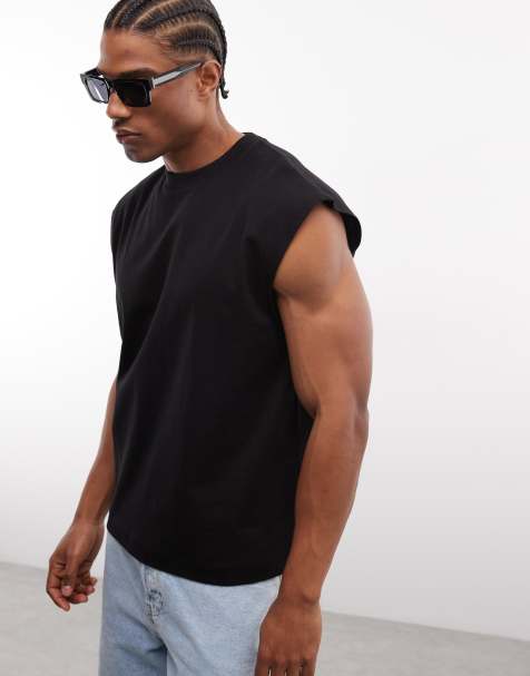 Weekday oversized sleeveless t-shirt in black