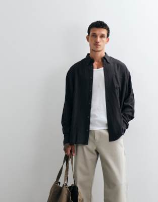 Weekday Oversized Slouchy Fit Shirt In Black