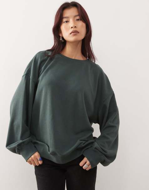 Weekday oversized slouchy sweatshirt in petrol green