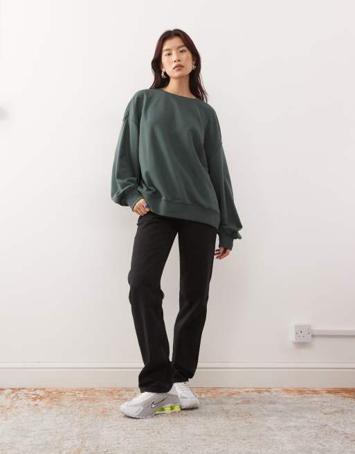 Weekday oversized slouchy sweatshirt in petrol green, 2 of 4