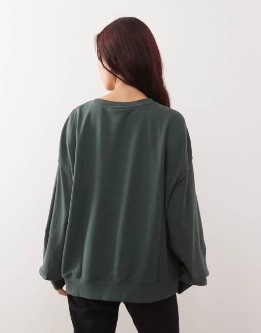 Weekday oversized slouchy sweatshirt in petrol green, 3 of 4