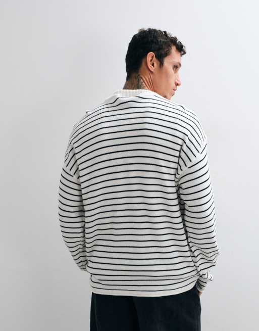Weekday oversized striktrøje i råhvid og sort stribe, 4 af 5