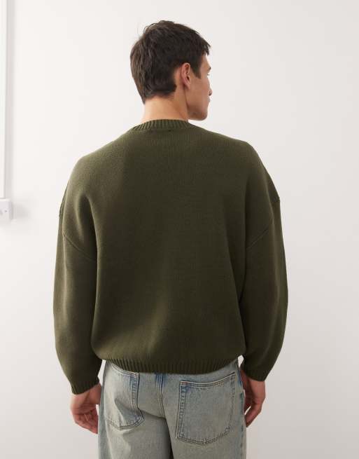 Weekday oversized sweater in khaki green, 3 of 5