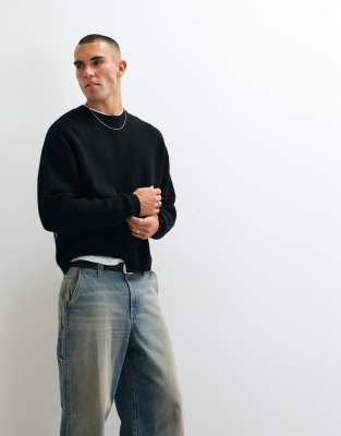 Weekday Oversized Sweater With Back Graphic In Black