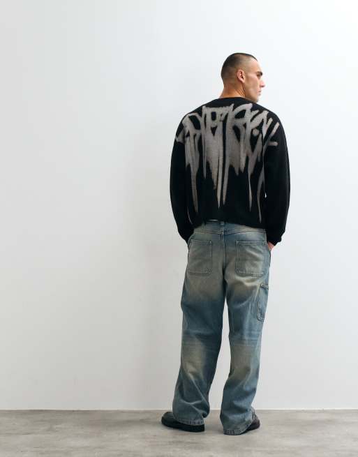 Weekday oversized sweater with back graphic in black, 3 of 5
